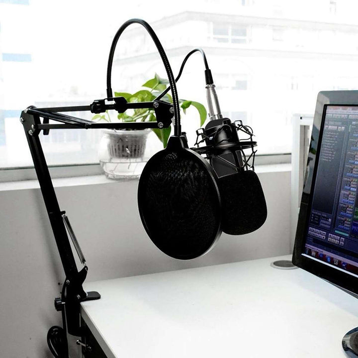 Kondenzátorový mikrofon Media-Tech, nastavitelný stojan, příslušenství, MT397K