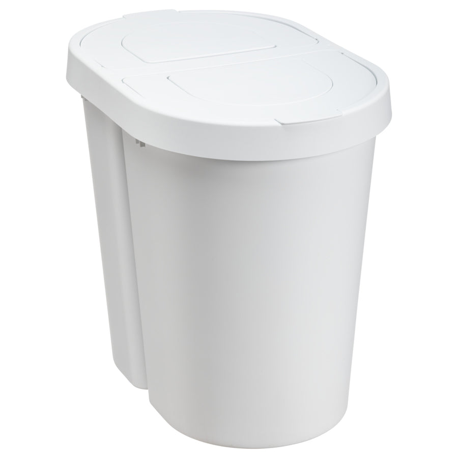 Odpadkový koš Plast Team, výklopné víko, dvojitý, bílý, 2 x 25 l, Seattle Swing
