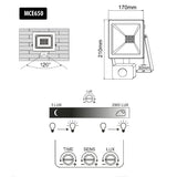 2x LED reflektor se senzorem pohybu Maclean, tenký 50W, 4000lm, teplá bílá (3000K), IP44, MCE650 WW PIR