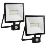 2x LED reflektor se senzorem pohybu Maclean, tenký 50W, 4000lm, teplá bílá (3000K), IP44, MCE650 WW PIR