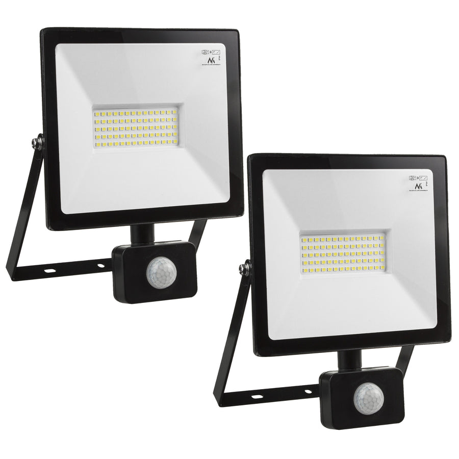 2x LED reflektor se senzorem pohybu Maclean, tenký 50W, 4000lm, teplá bílá (3000K), IP44, MCE650 WW PIR