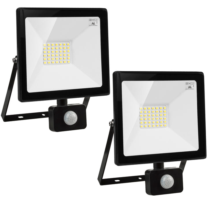 2x LED reflektor se senzorem pohybu Maclean, tenký 30W, 2400lm, teplá bílá (3000K), IP44, MCE630 WW PIR