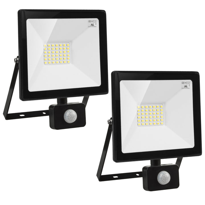 2x LED reflektor se senzorem pohybu Maclean, tenký 30W, 2400lm, studená bílá (6000K), IP44, MCE630 CW PIR