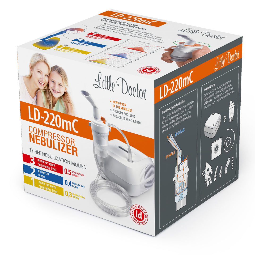 Inhalátor Little Doctor, 3 režimy, aktivovaný dýcháním, bílý, LD-220mC