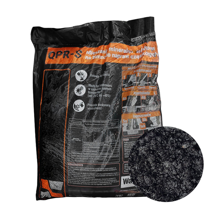 Budomex asfalt za studena, minerálně-asfaltová směs, pro opravy povrchů silnic, 25 kg