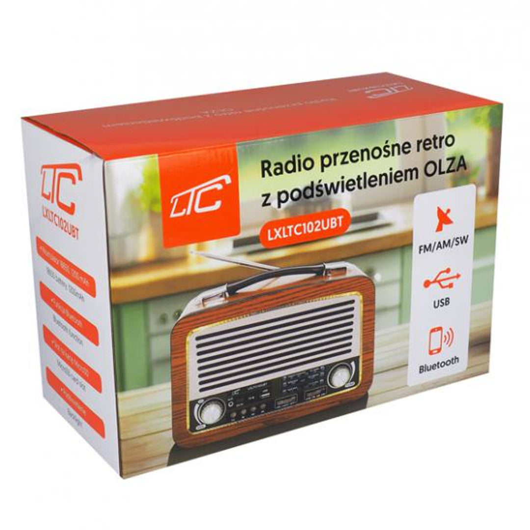LTC přenosné rádio, teleskopická anténa, Bluetooth, FM/AM/SW, Olza Retro