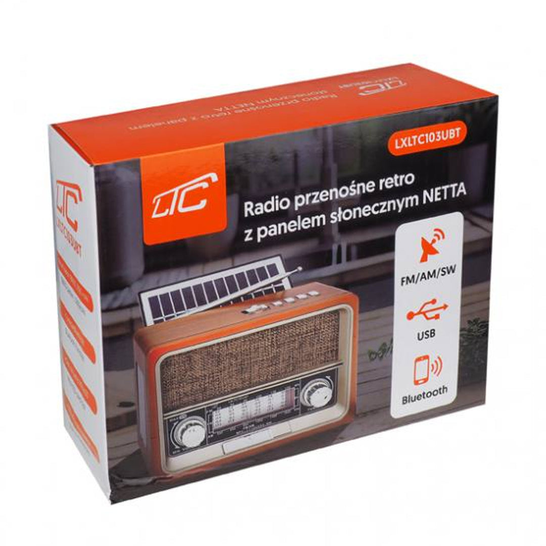 Přenosné rádio LTC, Bluetooth, FM/AM/SW, USB, solární panel, LXLTC103UBT