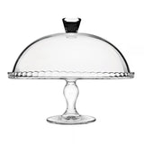 Talíř Pasabahce, skleněný, na nožce, se stínítkem, 32 cm, Patisserie
